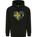 Love Swedish Flag Sweden Day Football Mens 80% Cotton Hoodie Black