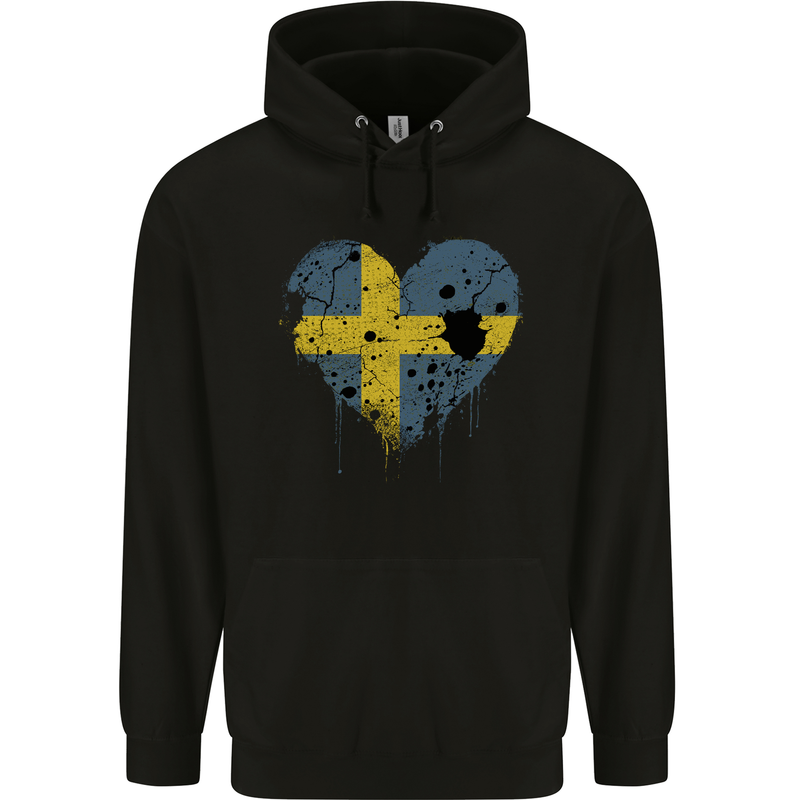 Love Swedish Flag Sweden Day Football Mens 80% Cotton Hoodie Black