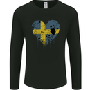 Love Swedish Flag Sweden Day Football Mens Long Sleeve T-Shirt Black