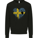 Love Swedish Flag Sweden Day Football Mens Sweatshirt Jumper Black