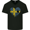 Love Swedish Flag Sweden Day Football Mens V-Neck Cotton T-Shirt Black