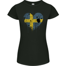 Love Swedish Flag Sweden Day Football Womens Petite Cut T-Shirt Black