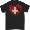 Love Switzerland Flag Swiss Day Football Mens Gildan Cotton T-Shirt Black