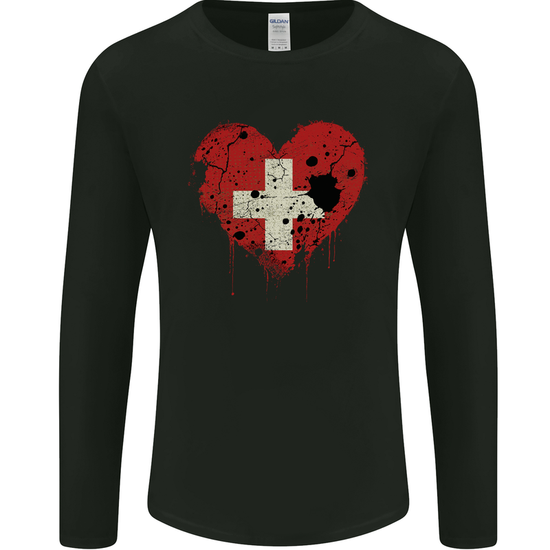 Love Switzerland Flag Swiss Day Football Mens Long Sleeve T-Shirt Black
