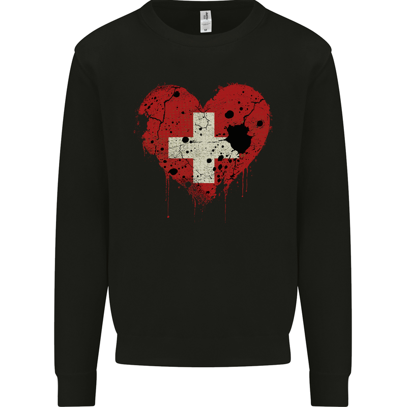 Love Switzerland Flag Swiss Day Football Mens Sweatshirt Jumper Black