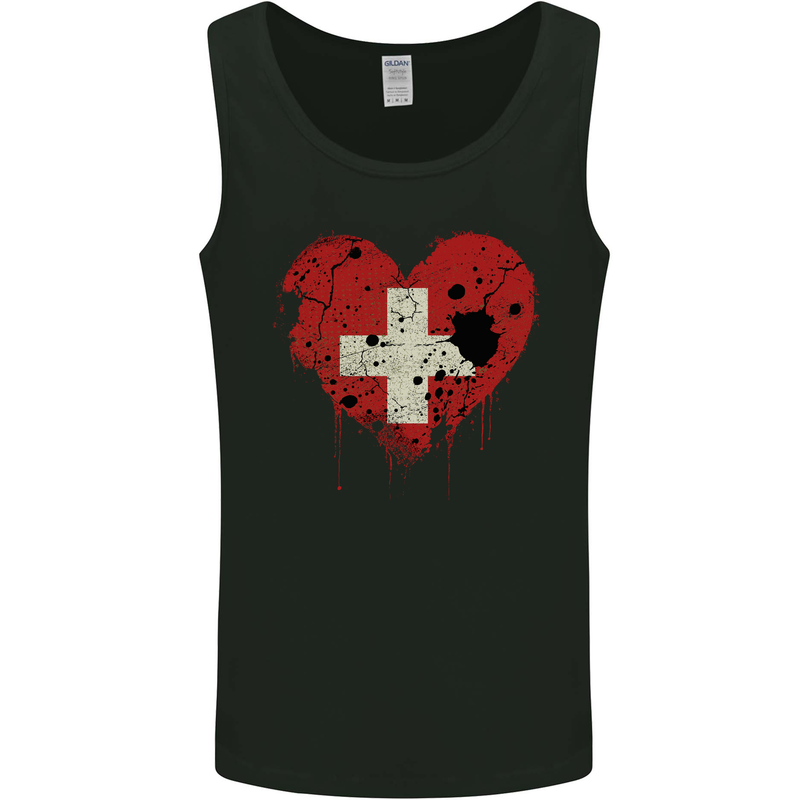Love Switzerland Flag Swiss Day Football Mens Vest Tank Top Black