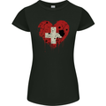 Love Switzerland Flag Swiss Day Football Womens Petite Cut T-Shirt Black