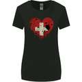Love Switzerland Flag Swiss Day Football Womens Wider Cut T-Shirt Black