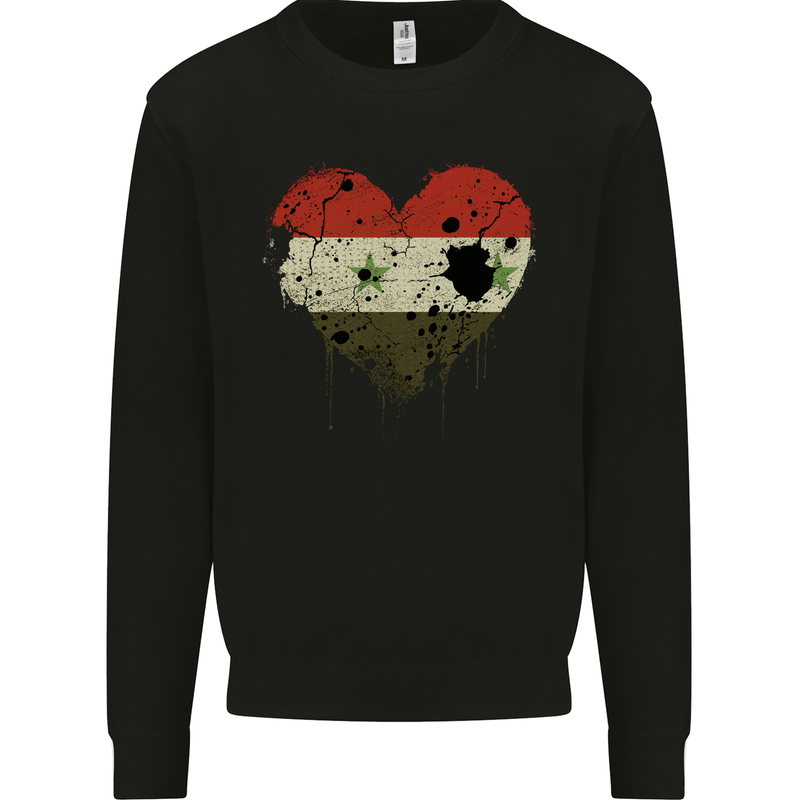 Love Syria Flag Syrian Day Football Mens Sweatshirt Jumper Black