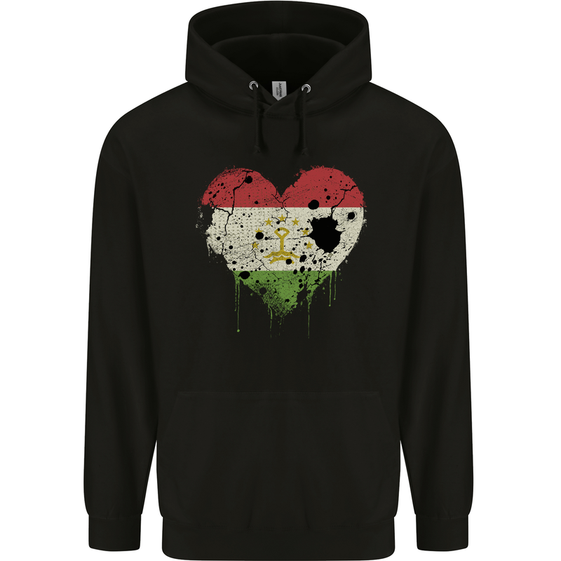Love Tajikistan Flag Tajik Day Football Childrens Kids Hoodie Black