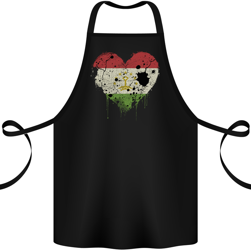 Love Tajikistan Flag Tajik Day Football Cotton Apron 100% Organic Black