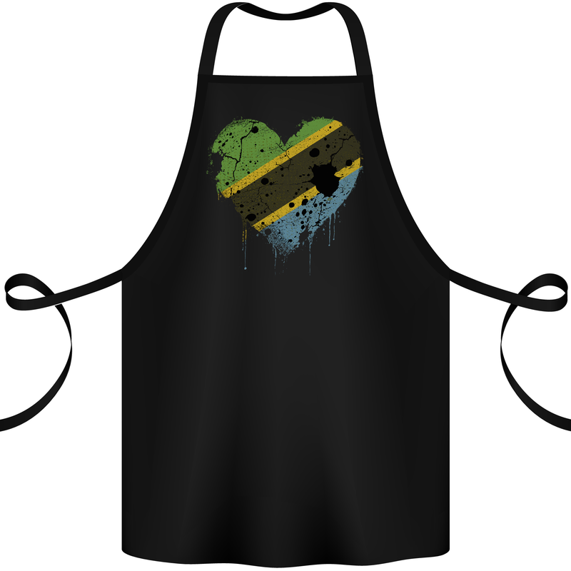 Love Tanzania Flag Tanzanian Day Football Cotton Apron 100% Organic Black
