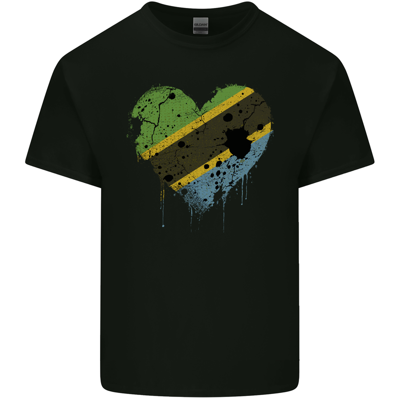 Love Tanzania Flag Tanzanian Day Football Mens Cotton T-Shirt Tee Top Black