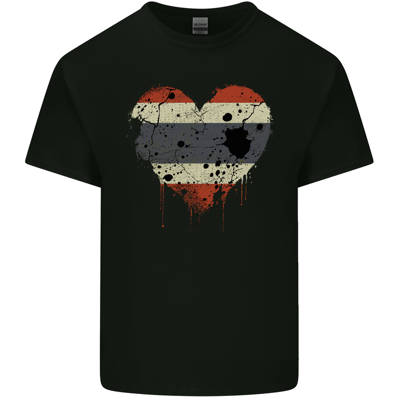 Love Thailand Flag Thai Day Football Mens Cotton T-Shirt Tee Top Black