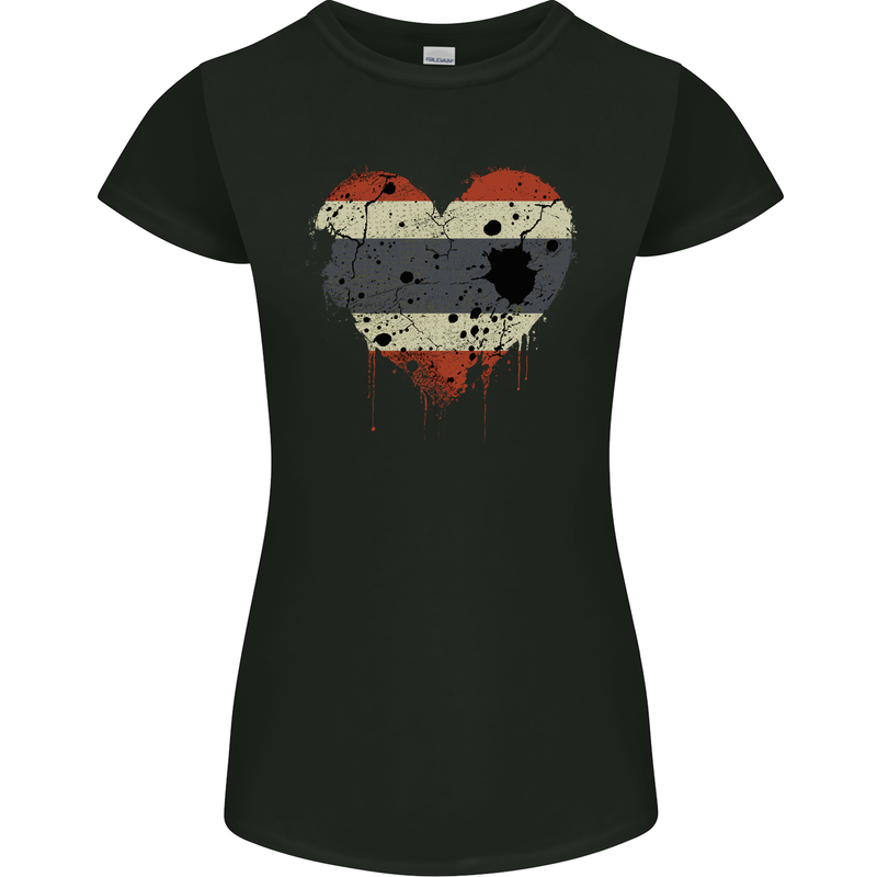 Love Thailand Flag Thai Day Football Womens Petite Cut T-Shirt Black