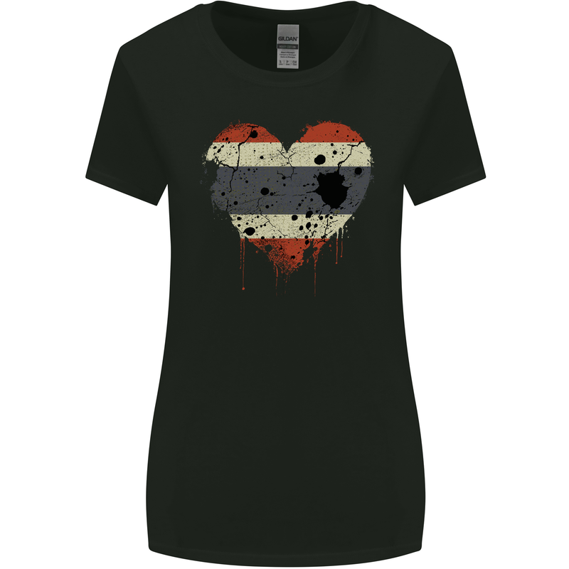 Love Thailand Flag Thai Day Football Womens Wider Cut T-Shirt Black