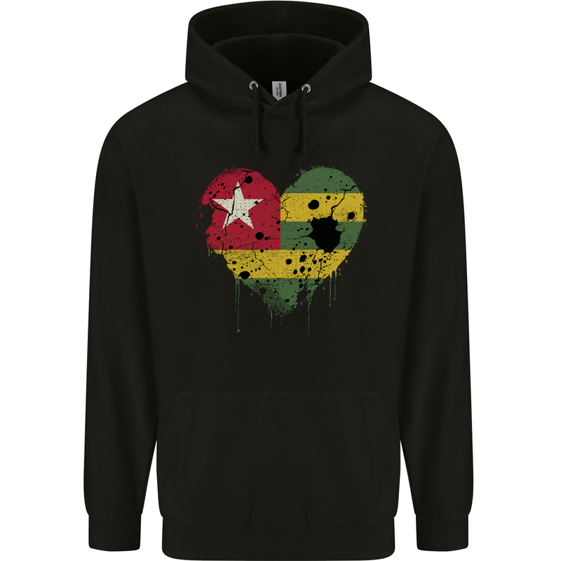 Love Togo Flag Togolese Day Football Childrens Kids Hoodie Black