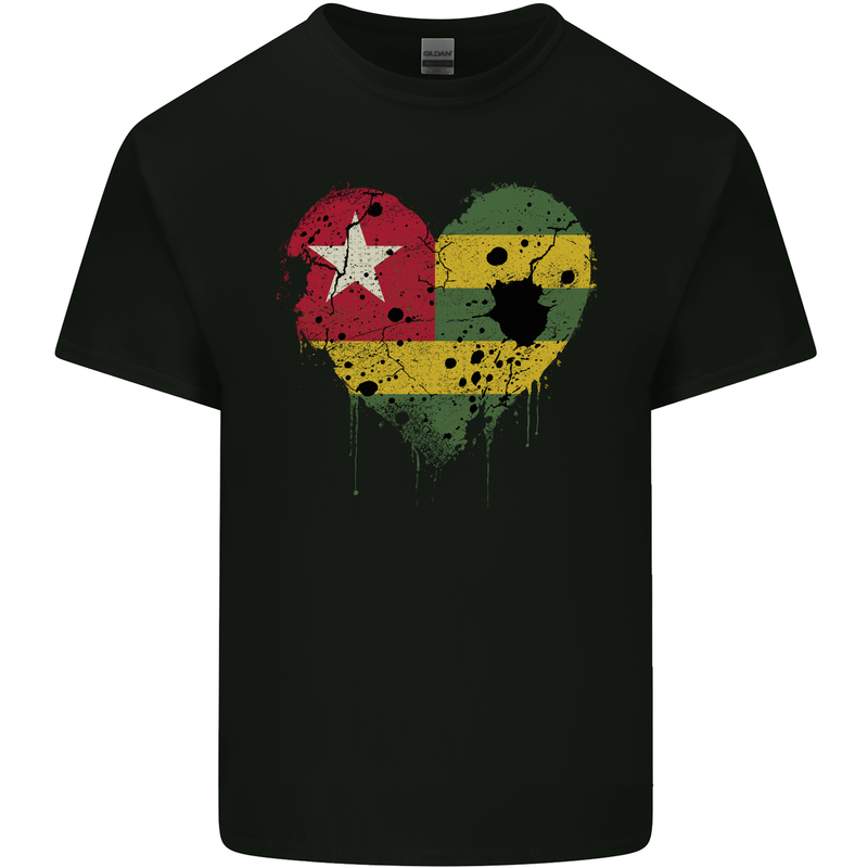 Love Togo Flag Togolese Day Football Mens Cotton T-Shirt Tee Top Black