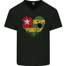 Love Togo Flag Togolese Day Football Mens V-Neck Cotton T-Shirt Black