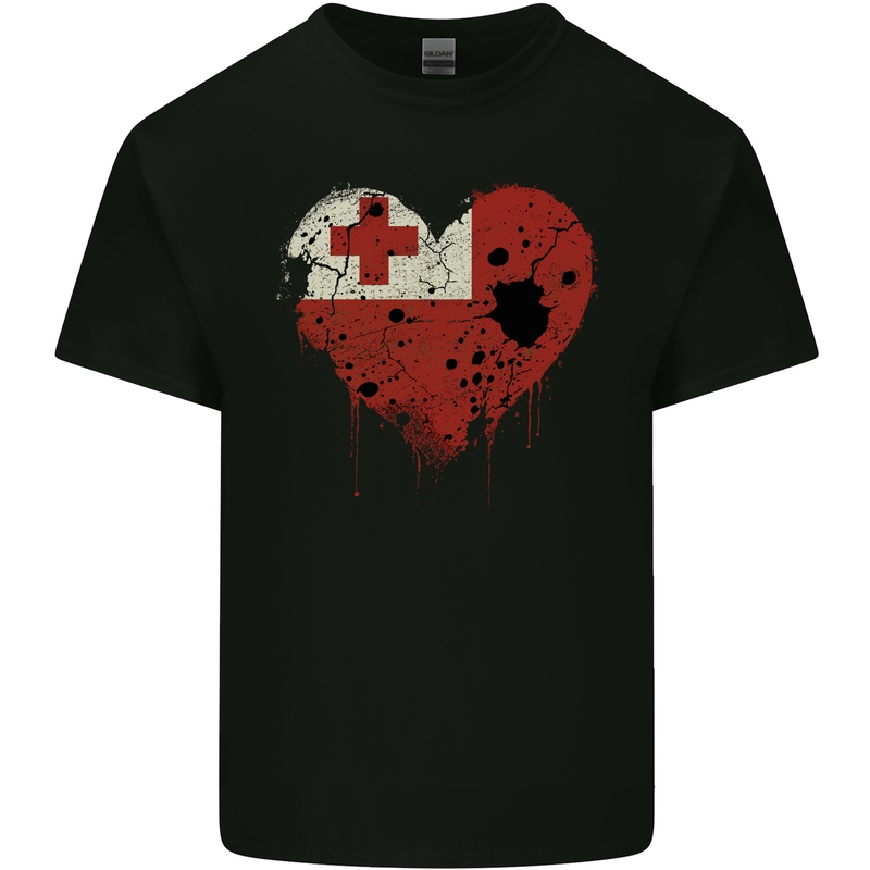 Love Tongo Flag Tongan Day Football Mens Cotton T-Shirt Tee Top Black