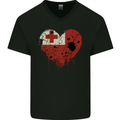 Love Tongo Flag Tongan Day Football Mens V-Neck Cotton T-Shirt Black