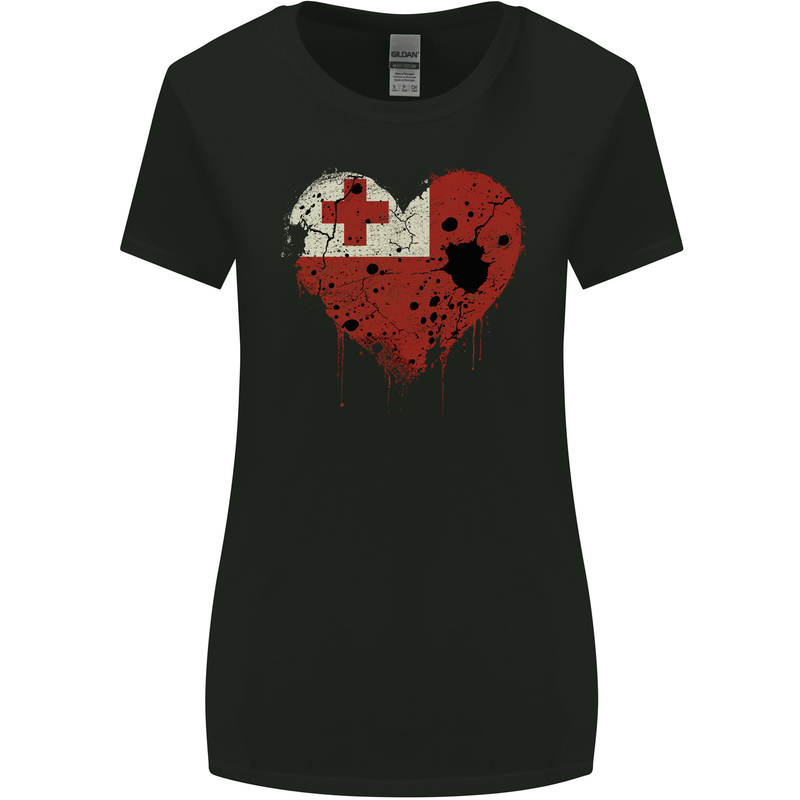 Love Tongo Flag Tongan Day Football Womens Wider Cut T-Shirt Black