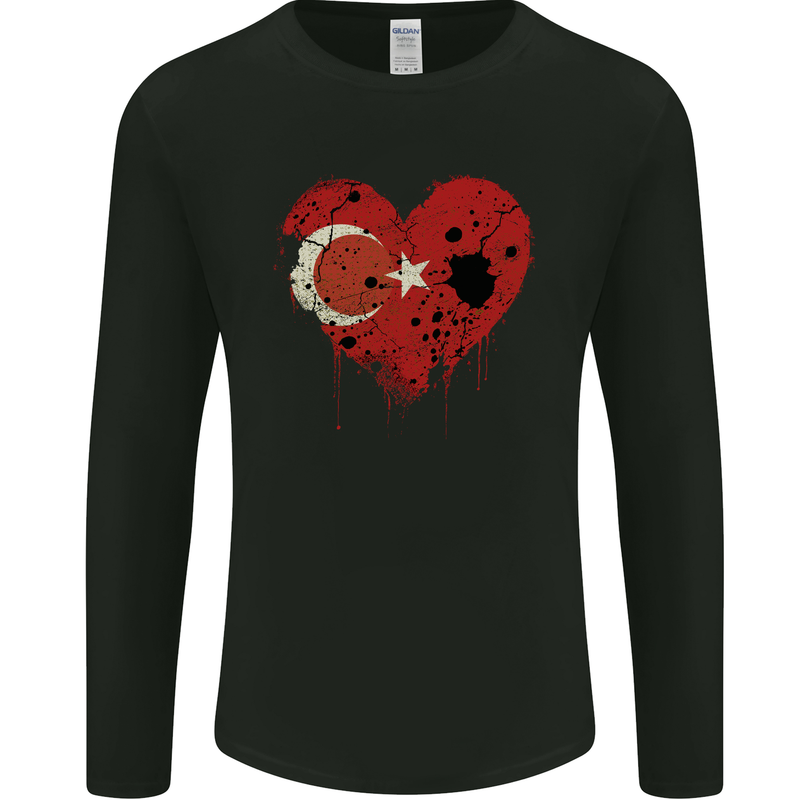 Love Turkey Flag Turkish Day Football Mens Long Sleeve T-Shirt Black