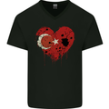 Love Turkey Flag Turkish Day Football Mens V-Neck Cotton T-Shirt Black