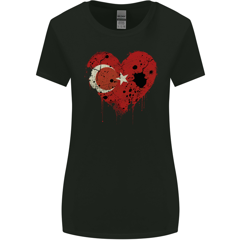 Love Turkey Flag Turkish Day Football Womens Wider Cut T-Shirt Black