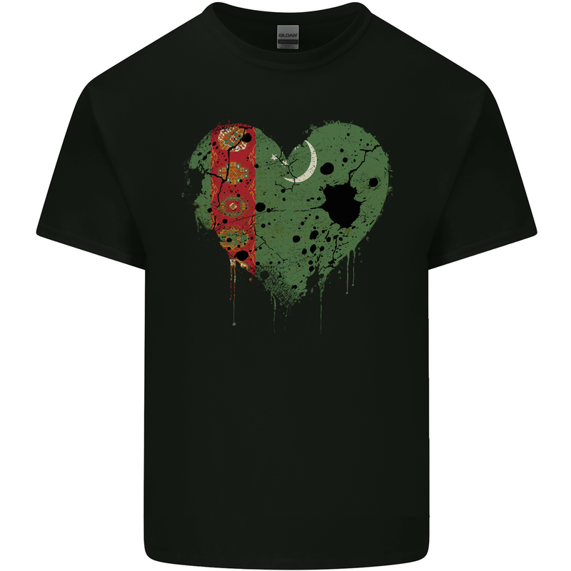 Love Turkmenistan Flag The Turkmen Day Football Kids T-Shirt Childrens Black