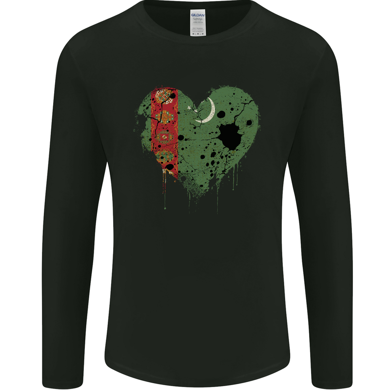 Love Turkmenistan Flag The Turkmen Day Football Mens Long Sleeve T-Shirt Black