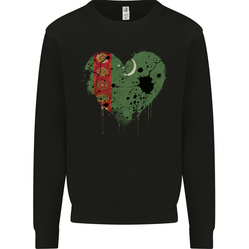 Love Turkmenistan Flag The Turkmen Day Football Mens Sweatshirt Jumper Black