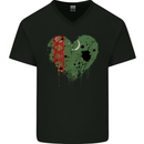 Love Turkmenistan Flag The Turkmen Day Football Mens V-Neck Cotton T-Shirt Black