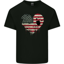 Love USA Flag Independence Day American Mens Cotton T-Shirt Tee Top Black