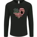 Love USA Flag Independence Day American Mens Long Sleeve T-Shirt Black