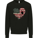 Love USA Flag Independence Day American Mens Sweatshirt Jumper Black