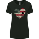 Love USA Flag Independence Day American Womens Wider Cut T-Shirt Black