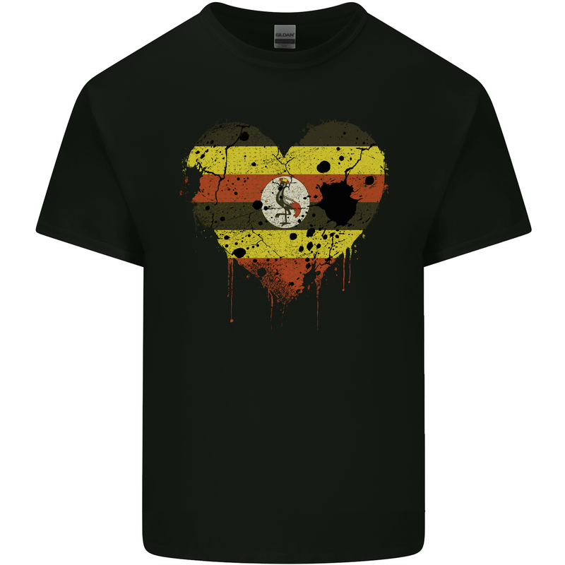 Love Uganda Flag Ugandan Day Football Kids T-Shirt Childrens Black