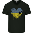 Love Ukraine Flag Ukrainian Day Football Mens V-Neck Cotton T-Shirt Black