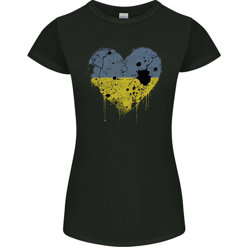 Love Ukraine Flag Ukrainian Day Football Womens Petite Cut T-Shirt Black