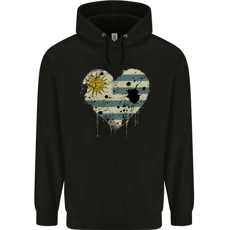 Love Uruguay Flag Uruguayan Day Football Childrens Kids Hoodie Black