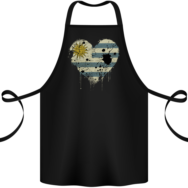 Love Uruguay Flag Uruguayan Day Football Cotton Apron 100% Organic Black