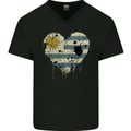 Love Uruguay Flag Uruguayan Day Football Mens V-Neck Cotton T-Shirt Black