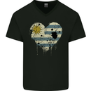 Love Uruguay Flag Uruguayan Day Football Mens V-Neck Cotton T-Shirt Black