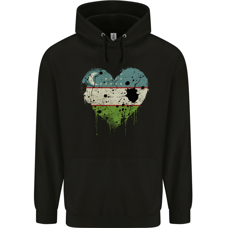Love Uzbekistan Flag Ukbek Day Football Childrens Kids Hoodie Black