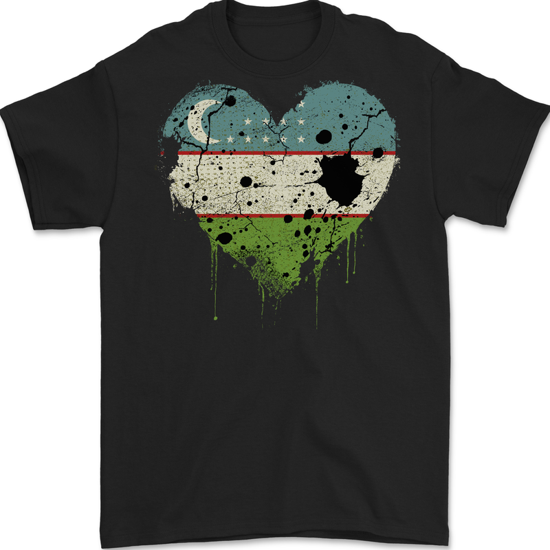 Love Uzbekistan Flag Ukbek Day Football Mens Gildan Cotton T-Shirt Black