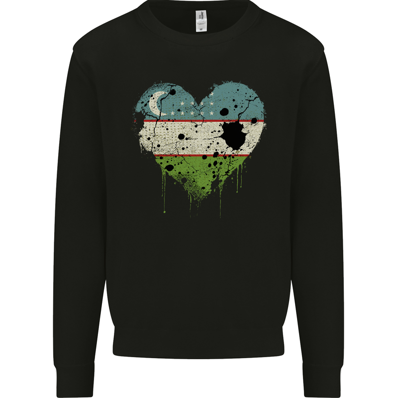 Love Uzbekistan Flag Ukbek Day Football Mens Sweatshirt Jumper Black