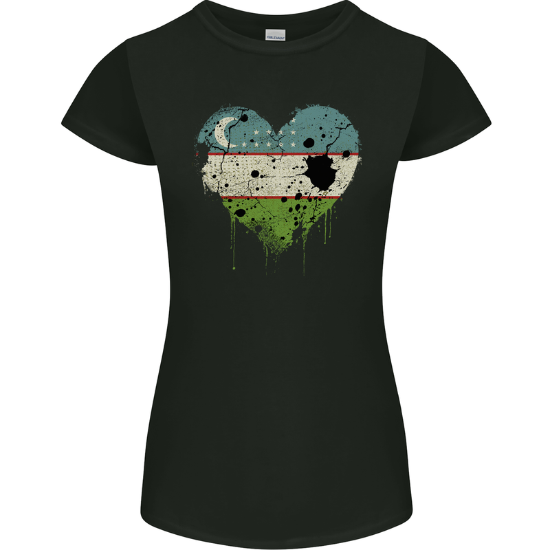 Love Uzbekistan Flag Ukbek Day Football Womens Petite Cut T-Shirt Black