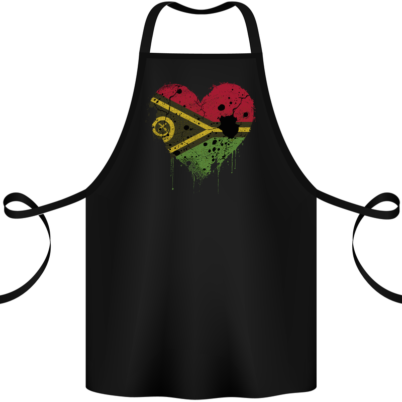 Love Vanuatu Flag Day Football Cotton Apron 100% Organic Black
