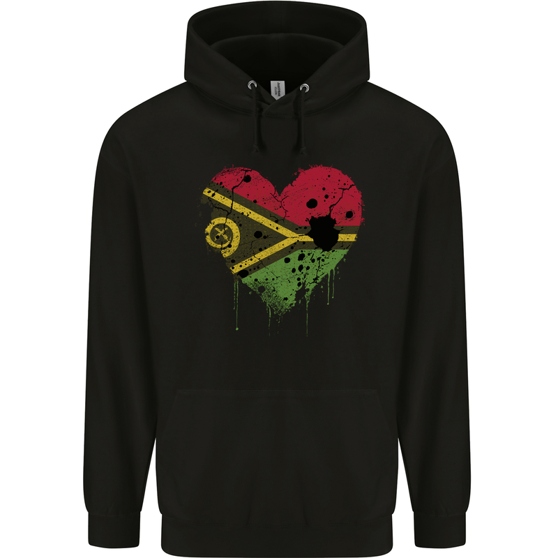 Love Vanuatu Flag Day Football Mens 80% Cotton Hoodie Black